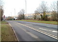 A48 approaches a minor road near Parc Seymour