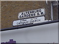 Old street name and direction signs