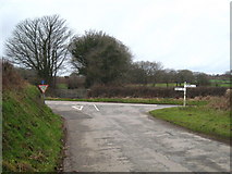 SX0763 : Road junction at Treffry by Rod Allday