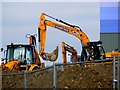 JCBs, B&Q distribution centre, Stratton, Swindon