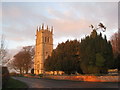 All Saints, Hawton reflecting the setting sun