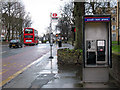 TQ4177 : Bus stop and phone on Charlton Road by Stephen Craven