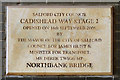 Plaque on Northbank Bridge