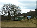 Old caravan, tractor and Land Rover at Gorstan