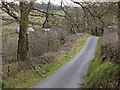 Minor road descending to the Afon Mydr