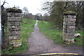 Gateposts at the entrance to The Lawn park