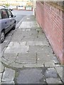 Grooved paving stones on a steep stretch of Welford St, Barry