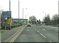 Traffic lights at the turning to the shopping precinct