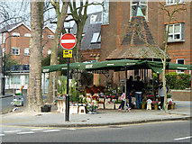 TQ2684 : Flower stall, NW3 by Robin Webster