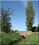 TL5258 : Poplar, footbridge and drain by John Sutton