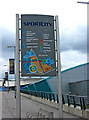 Sportcity information board, Joe Mercer Way, Manchester