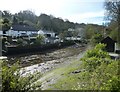 Cottages, stream and footbridge, Helford