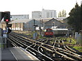 Bakerloo train waits to leave Stonebridge Park depot