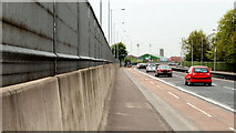 J3675 : Railway safety barrier, Belfast by Albert Bridge