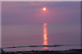 SN6089 : Sunset over Charlie Rock: Borth sea defences by Chris Denny