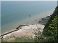 Old sea wall from clifftop, near Oldstairs Bay