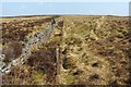NS4377 : Dry-stone wall and older field boundary by Lairich Rig