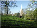 The spire of Lady Star of the Sea from Greenwich Park