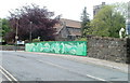 Green mural on railway bridge, Caerphilly