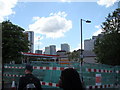 View of Canary Wharf from the East India Dock roundabout