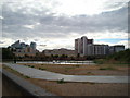 Buildings in East India Dock, viewed from said dock