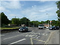 Cars traversing the railway roundabout