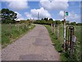 Footpath sign on farmtrack at Mill Dam Farm