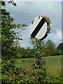 Road sign and fields by Dunston Brook