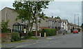 Houses and bus stop, Clowne Road, Barlborough