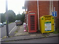 The corner of Darvill Road with red phonebox, Ropley