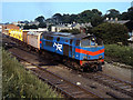 Weed control train leaving Bangor station