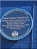 SJ8989 : Blue plaque at Edgeley Park, Stockport by Dave Pickersgill