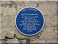 NZ3547 : Hetton Library, Blue plaque by Alexander P Kapp