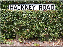 TM3569 : Hackney Road sign by Geographer