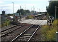 Rhoose level crossing - barriers down