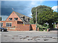 Road junction next to church