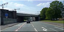 SJ8696 : Railway Bridge over A57 - West Gorton by Anthony Parkes