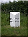 A newly-cast milepost at Slindon North