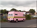 Camper van in pink with gold ring, Portslade
