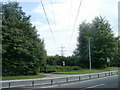 Power lines across the A4042 near the Wain-y-Clare pub