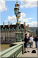 TQ3079 : Playing Bagpipes on Westminster Bridge, London SE1 by Christine Matthews