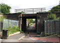 Radford Bridge Road: the south side of the railway bridge