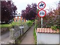 The footpath at the north-east end of Culver Close