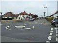 Looking from Balcombe Avenue across the Wiston Round mini-roundabout