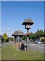 Thatched(!) dovecote and thatched(!) bus-shelter on the village green, Westcott