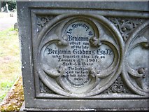 SO8674 : Inscription for Benjamin Gibbons (junior), St. Mary's Churchyard, Stone by P L Chadwick