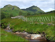 NN4411 : New fencing by Strone Burn near Loch Katrine by ian shiell