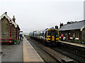 SD7891 : A Carlisle bound train enters Garsdale Station, Settle & Carlisle Railway by John Lucas