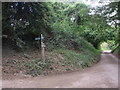 Path junction sign near Lower Aston Mill and Aston Farm