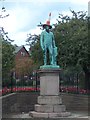 Statue of Sir Peter Fairbairn with conical bonnet, Woodhouse Square, Leeds